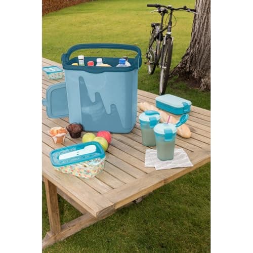 Curver Light Blue Portable Travel Cooler Box with Removable Lid & Locking Handle Lightweight Durable Compatible with Refrigerant Cartridges Ideal Picnic Camping Beach Fishing (20L) — view 2