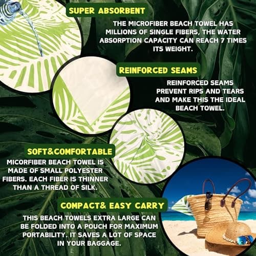 Lubibi Beach Towel,2 Pack Oversized Microfiber for Adults Kids,Sand-Free — view 6