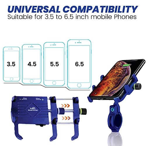 GRAND PITSTOP Bike Phone Mount Holder,Aluminum Motorcycle Phone Holder, Bicycle Handlebar Cell Phone Holder for iPhone 15 Pro Max/Plus, 14 Pro Max, S9, S10 and More 4.7" to 6.8" Smartphones — view 3