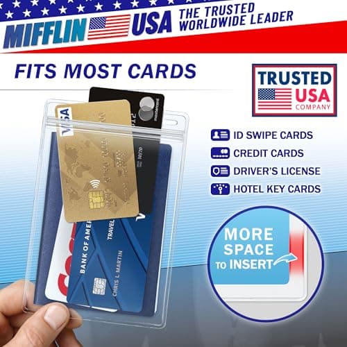 MIFFLIN Passport Holders (Clear, 10 Pack), Extra Large (XXL) ID Name Badge Holder, Waterproof Vertical Plastic Card Holders — view 4
