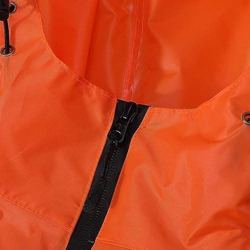 Royalotic Rain Poncho Reusable Adult Waterproof Hood Raincoat Packable Rain Jacket Zipper Rainwear Lightweight Cape with Pocket (orange) — view 2