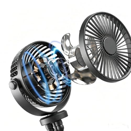 Edosetek Mini Portable Baby Stroller Fan, 4 Speeds Battery Operated Small Handheld Desk Fan 4000mAh Battery Operated Rechargeable 360°Flexible Tripod Cooling Fan for Car Seat Crib Treadmill Travel — view 2