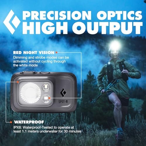 Black Diamond Spot 400-R Rechargeable Head Torch | 400 Lumens, Dimmable | Micro-USB Charging | Waterproof & Compact | Camping, Hiking, Running | Graphite — view 4