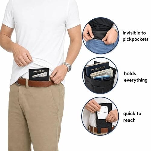 Brionly Hidden 3-in-1 Travel Pocket Document Holder Organiser Bag (Black) — view 3