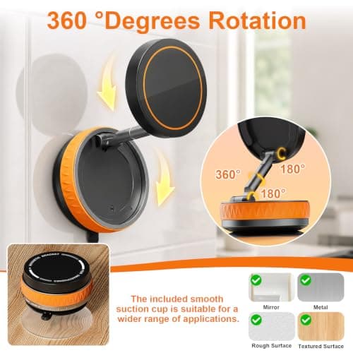 Shower Phone Holder Waterproof for Magnet, Reusable Gel-Lock Suction Cup Phone Mount 3-Inch Dual Pivot Adjustable Arm, Phone Holder for Shower, Mirror, Car, Kitchen & Bathroom for Magnet Phone. — view 6