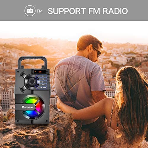 Portable Bluetooth Speakers with Subwoofer Wireless Stereo Sound Rich Bass, Outdoor Party Speaker Support Remote Control FM Radio LED Lights for Home, Travel, Camping — view 3