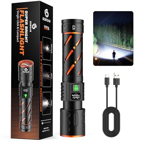 Rechargeable Torch LED Super Bright 1000000 Lumens Long Lasting 12H 3-Mode