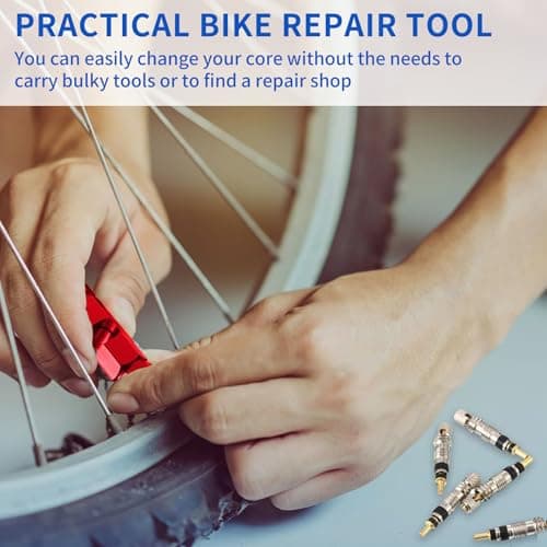 11Pcs Presta Valve Cores, Bicycle Presta Valves Remover Tool Kit, Presta Valve Cores for Universal Road Bike Car Includes Valve Wrench (Red) — view 5