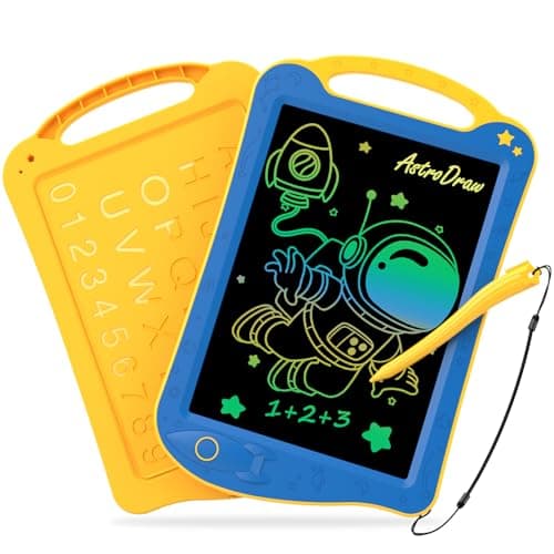 HOMESTEC Kids LCD Writing Tablet, Colourful Drawing Board Educational Travel Toys for Boys and Girls Age 2+, Blue Yellow Version