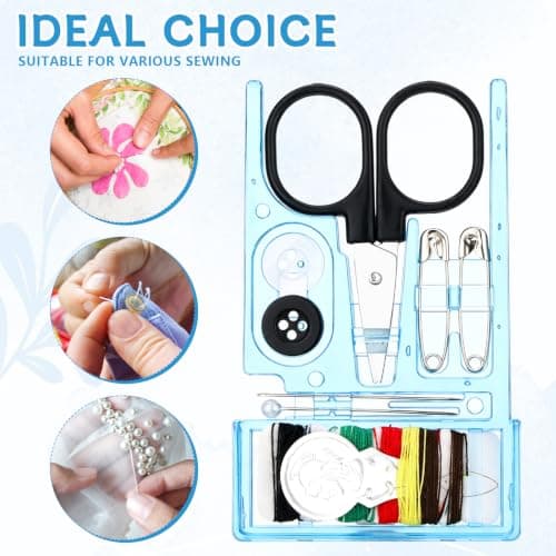 12 Pcs Mini Travel Sewing Kit Portable Small Travel Sewing Supplies with Scissors Thread Needles Buttons Compact Emergency Repair Sewing Set for Home Travel Hotel Camping Students Backpackers — view 3