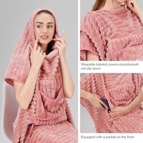 SONAICHTE travel blanket travel blanket airplane compact with bag 2 in 1 travel pillow and blanket set road trip essentials travel pillow and blanket car camping essentials(Light Pink) — view 4