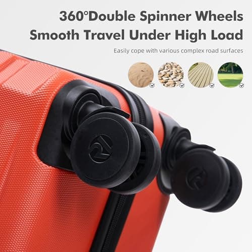 Rocklands Large Suitcase Hard Shell Lightweight 4 Dual Spinner Wheels Trolley Luggage Suitcase Hold Check in Luggage TSA Combination Lock (Orange, Small 20") — view 4