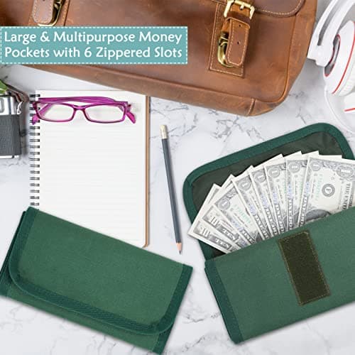 Money Wallet, Money Organizer for Cash with 6 Zippered Pocket Multipack Money Pouch, Cash Bill Organizer, Envelope Wallet Money Bag Small Travel Money Holder for Budgeting, 4.25x8 inches, Travel — view 5