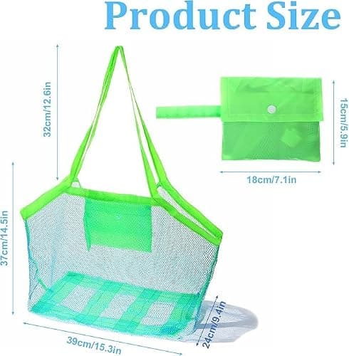 Crownflux Large Mesh Beach Bag for Women, Foldable Beach Tote Bag — view 3