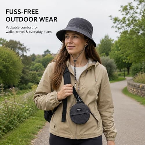 Dark Grey Bucket Hat with UPF50+ Sun Protection & Foldable Design - Adjustable Chin Cord for Secure Fit in Outdoor Activities Like Hiking and Travel, Waterproof, Breathable & Quick-Drying (Grey) — view 2