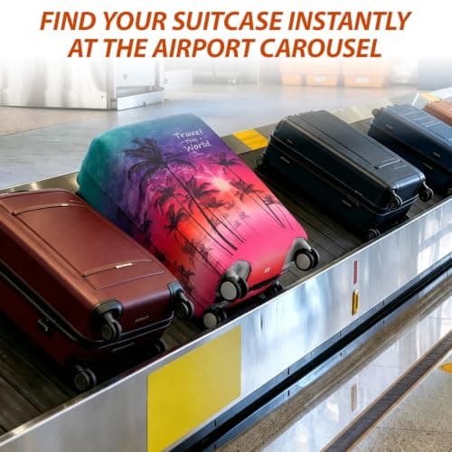 Sueving Elastic Luggage Cover, 29-32 Inches Extra Large Suitcase Covers Protectors with Zipper, Suit Case Covers for Luggage Business Trips, Holidays, Travel (Pattern 1, XL) — view 2