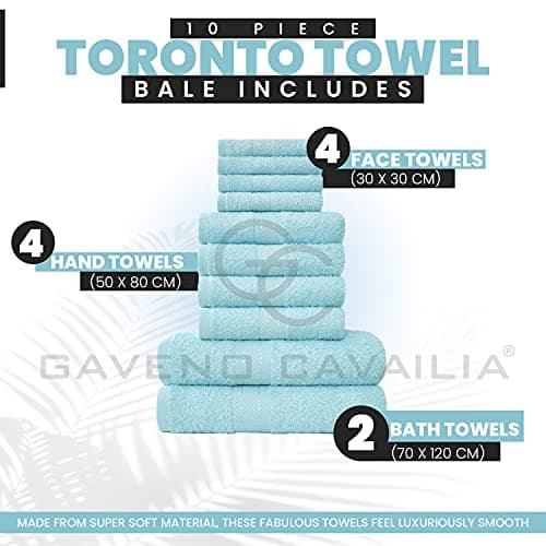 GC GAVENO CAVAILIA Soft 100% Cotton 10 Piece Towel Bale Set, Aqua — view 3