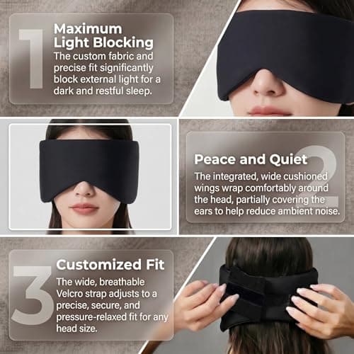 Sleep Mask, Blackout Eye Mask for Sleeping, Adjustable Straps Eyemask — view 5
