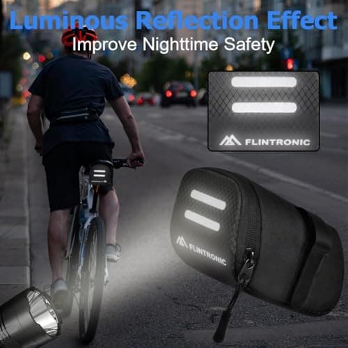 flintronic Bike Saddle Bag, Mini Reflective Cycling Seatpost Bag for Mountain and Road Bikes — view 6