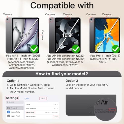 JETech Magnetic Case for iPad Air 11" M4/M3/M2 & iPad Air 5/4, Starlight — view 2