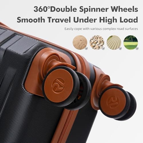 Rocklands Large Suitcase Hard Shell Lightweight 4 Dual Spinner Wheels Trolley Luggage Suitcase Hold Check in Luggage TSA Combination Lock (Black, Small 20") — view 4