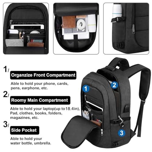VSNOON Anti-Theft Laptop Backpack, 18.4 inch Business Laptop Bag — view 2