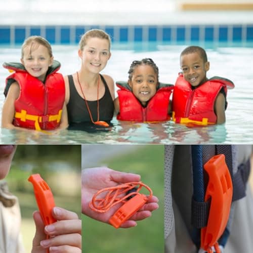 Zenfony 4 Pack Emergency Whistles, Super Loud Orange Safety Whistles with Reflective Lanyards for Camping, Hiking, Boating, Mountaineering and Outdoor Signalling — view 5