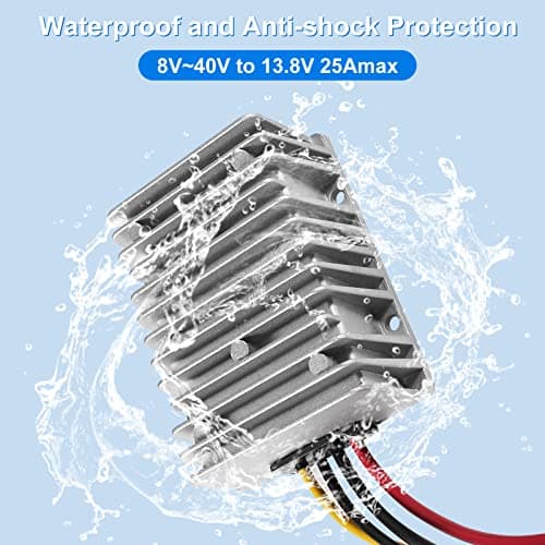 AEDIKO DC Voltage Reducer Converter DC 8V-40V to 13.8V 25A 300W Reducer Power Converter Waterproof Regulator Module Transformer for Golf Cart Club Car… — view 4
