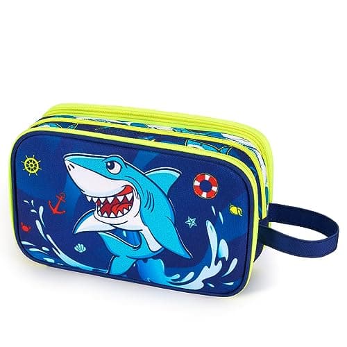 Shark Toiletry Bag - Travel Toiletry Bag Boys Kids Toiletries Travel Bag for Camping Trip Home Water-Resistant Portable Boys Dopp Kit for Birthday Gift Organizer with Mesh Pocket