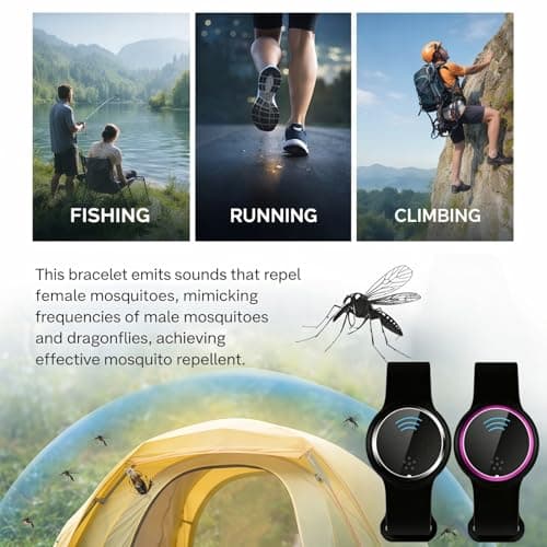 2PCS Electronic Mosquito Repellent Watches, Ultrasonic Anti Mosquito Bracelet, Waterproof Mosquito Watch with Rechargeable Long Lasting Protection, Suitable for Camping & Hiking (Black+Black Purple) — view 4