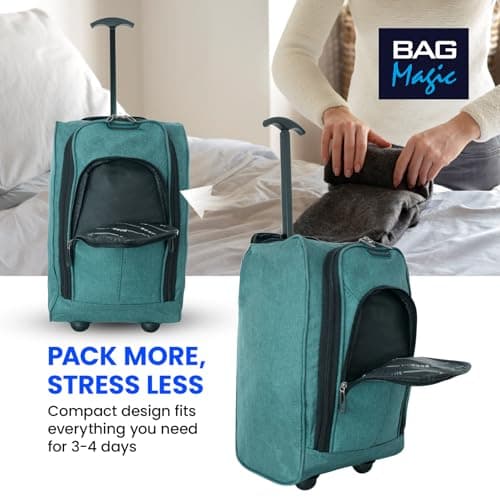 Bordlite Ryanair Cabin Bag 40x25x20cm with Wheels – Underseat Rolling Trolley Suitcase – Airline Approved Lightweight Hand Luggage for Travel – Fits Ryanair, EasyJet, Jet2 – Teal — view 4