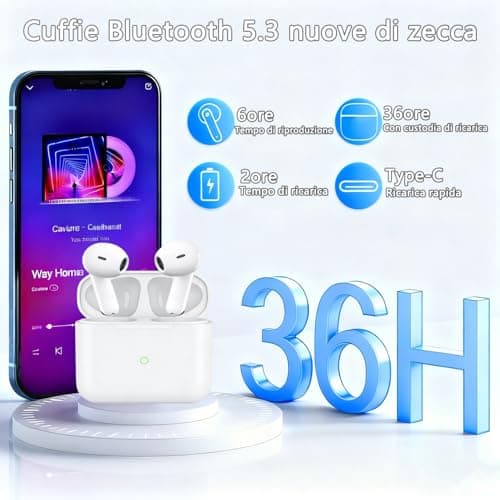 Wireless Earbuds, Wireless Headphones Bluetooth 5.4 Headphones, ouch Control, Easy Pairing, Wireless Earphones with 4 ENC Noise Cancelling Mic, IPX7 Waterproof, 36H Playtime, Fast Charge, White — view 3