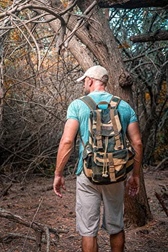GOOTIUM Canvas Backpack - Vintage Outdoor Rucksack Travel Day Pack, Camouflage — view 6