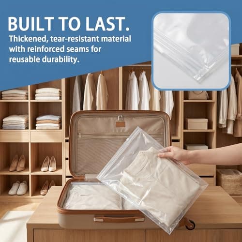 10Pcs Large Ziplock Bags, Clear 60 X 40cm Travel Clothes Storage Bags Reusable Clear Storage Bag Zip Lock Seal Luggage Organiser Pouches for Clothes Shoe Supplies — view 3