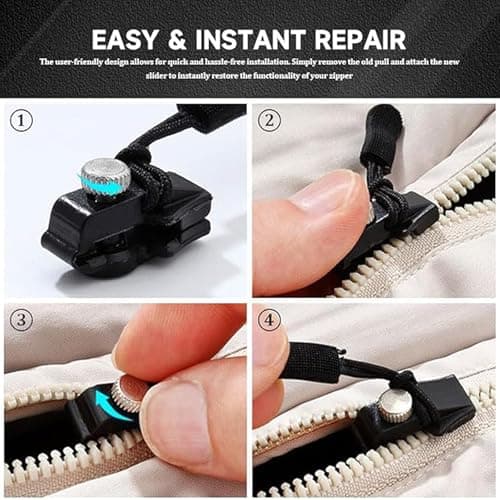30 Pcs Black Zip Repair Kit, Zips Replacement Pullers, Zip Fixer, Durable Replacement Zipper Pulls Zipper Repair Kit for Luggage, Backpacks, Jackets, Jeans, No Tools Required(3 Sizes, Black) — view 6