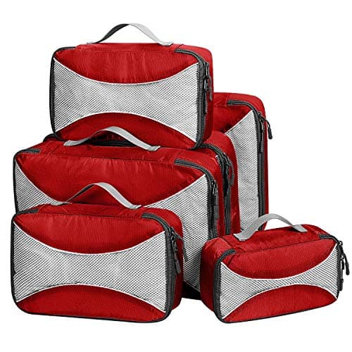 G4Free 4pcs/6pcs/7pcs Packing Cubes Suitcase Organiser Packing Bags Luggage Organiser Value Set for Travel Home Storage ((1S+2M+2L+1XL)-6PC, Red) — view 2