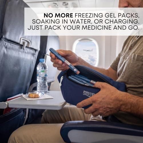 BreezyPacks Insulin Cooler Travel Case, No Icepacks | Insulin Pen and EpiPen Carry Medical Bag | TSA-Approved Diabetic Case | Keep Medicine at Room Temp. | Breezy Belt (Navy) — view 2