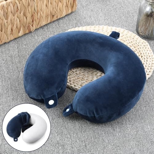 2 Packs Travel Pillow Cover Reusable Blue U Shaped Neck Pillow Covers with Zipper, Travel Pillows Case Covers Replacement Washable Soft Smooth Airplane Pillows Cover Stripe Comfort Travels Accessories — view 6