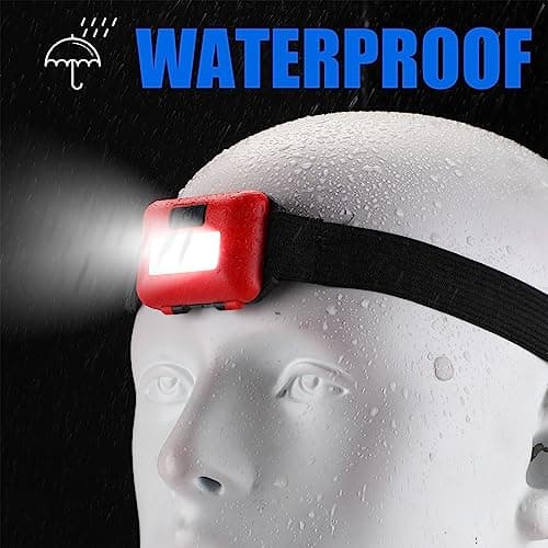 Kittmip 48 Pack LED Headlamp Flashlight Bright Waterproof Head Lamp Torch Cob Flood Head Light Bulk 800 lumens with 3 Modes 144 AAA Batteries for Adult Kids Running Camping Night Survival, 4 Colors — view 5