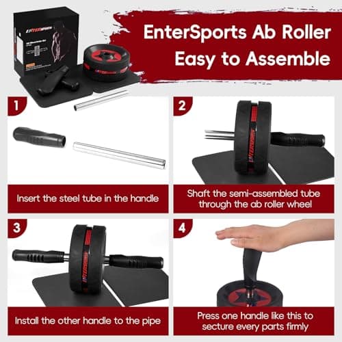 Ab Roller with Two Extra-Thick Non-Slip Knee Mat for Core Abs Rollout — view 6