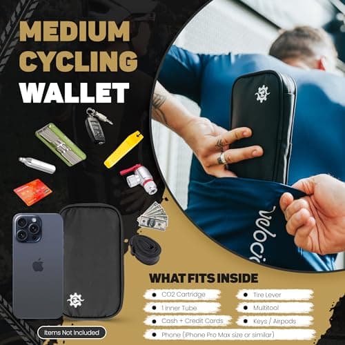 Lumiere & Co. Cycling Wallet | Biking Case and Pouch for Jersey | 7.5" x 4.5" (Black, Medium) — view 6