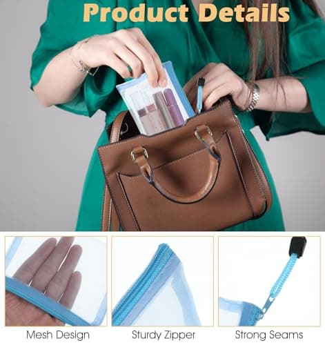 Small Make up Bag, Small Makeup Bag for Handbag with Zip Travel Toiletry Bags Coin Pouch Daily Accessories（7PCS） — view 3