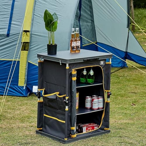 TIMBER RIDGE Compact Folding Kitchen Cabinet for Camping Garden Storage Compartments with Side Pockets — view 2