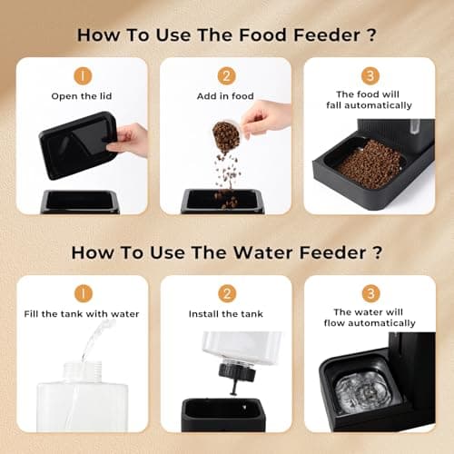 ZOMISIA Automatic Cat Feeder and Water Dispenser, 3 L x 2, Black — view 6