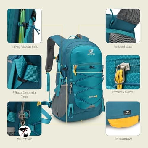 SKYSPER Rucksack 25L Hiking Backpack with Rain Cover, Lightweight Travel Backpack Camping Trekking Daypack for Men Women, Durable Small Rucksack for Outdoor Sports — view 3