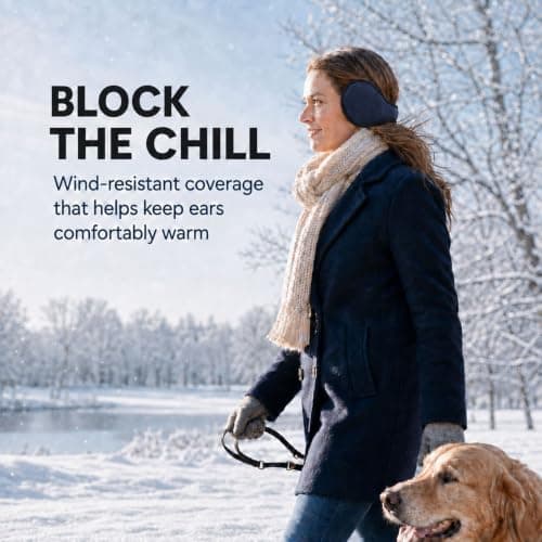 NWDEY 2 Pack Winter Warmers Ear Muffs for Women and Men，Black*Navy — view 3