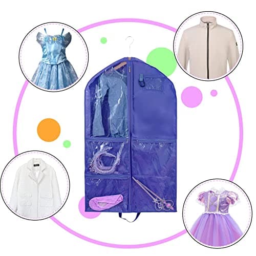 Waterproof Clothes Covers,40 inch Hanging Garment Bags with 3 Zipper Pockets,Foldable Dance Costumes Clothe Bag for Dancers Kids Women,Suits Dress Hanging Cover with ID Slot,Travel Storage Bag — view 4