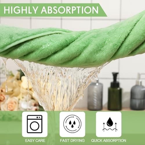 SmoothNovelty 2 Pack 40 x 80 Inch Jumbo Extra Large Bath Sheet Towels Set, Oversized Quick Dry Coral Fleece Bath Sheet Absorbent and Soft Lightweight Towels for Home, Gym, Travel, Beach (Green) — view 4