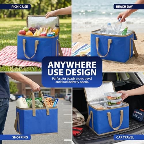 ZENO Cooler Bag | 30L Cool Bag Box | Thermal Food Delivery Bag | Large Insulated Picnic Lunch Bag | Cool Box | Grocery Shopping Bags | Cooling Bag for Camping BBQ Shopping Fishing Family Outdoor — view 6