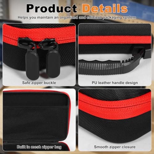 YUNYOUC Hard Shell Protective Case with Pre-Cut Foam Insert EVA Shockproof Electronics Organiser Bag for Cameras & Digital Accessories Water-Resistant Travel Storage Pouch 32x22x6.5 cm(Gules) — view 6